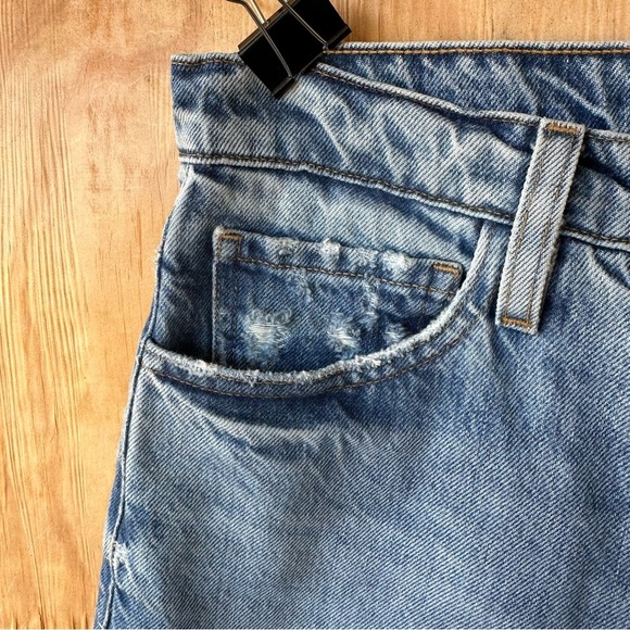 Frame Le Slouch Boyfriend Jean In BlueJay Rips Rigid Distressed Denim - Picture 7 of 16